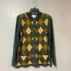 Adolfo Collectibles Vintage Argyle Sweater Mens Size M Acrylic -Lambs Wool 1970s